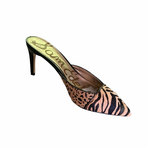 Sam Edelman Odelia Animal Leopard Mules Heels - Picture 5 of 14